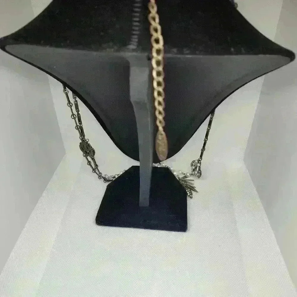 Plunder Silver Tone Tassel rhinestone necklace - Picture 3 of 3